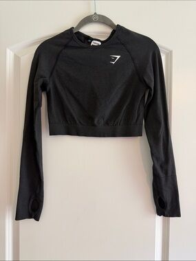 Gymshark Black Long-Sleeve Seamless Crop Top